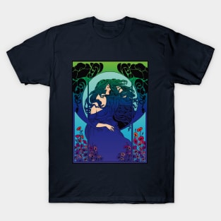 Art Deco Lady (blue) T-Shirt